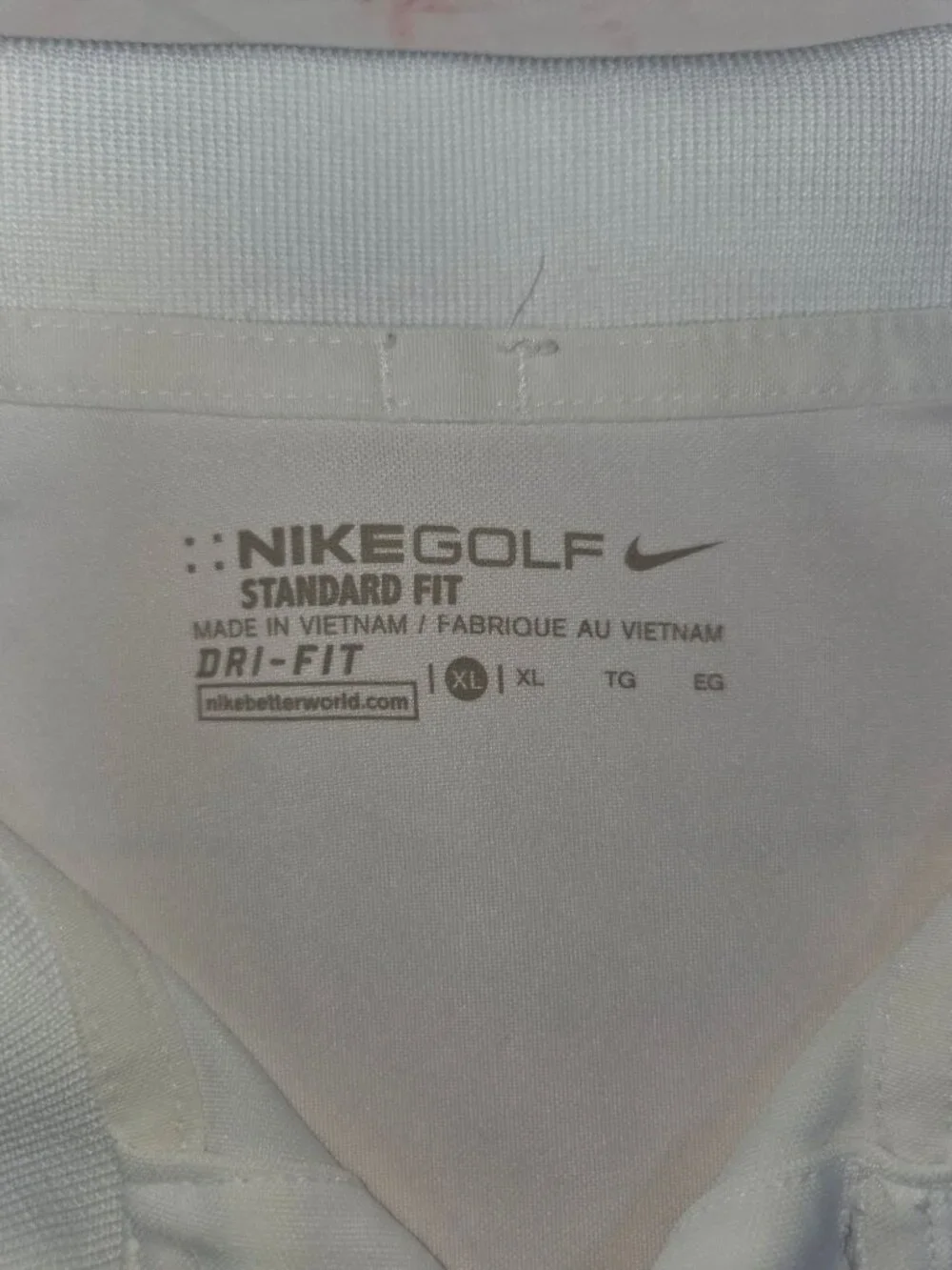 Nike Golf Dri-Fit White Polo Shirt XL Standard Fit Mens Activewear